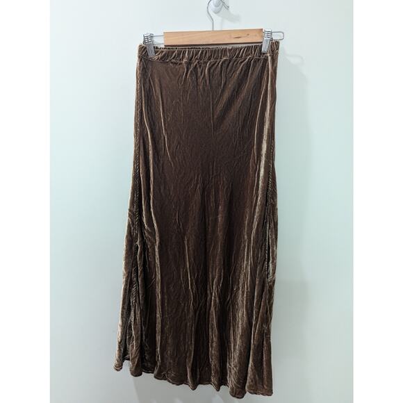 CP Shades Brown Silk Blend Velvet Maxi Skirt - Picture 3 of 5